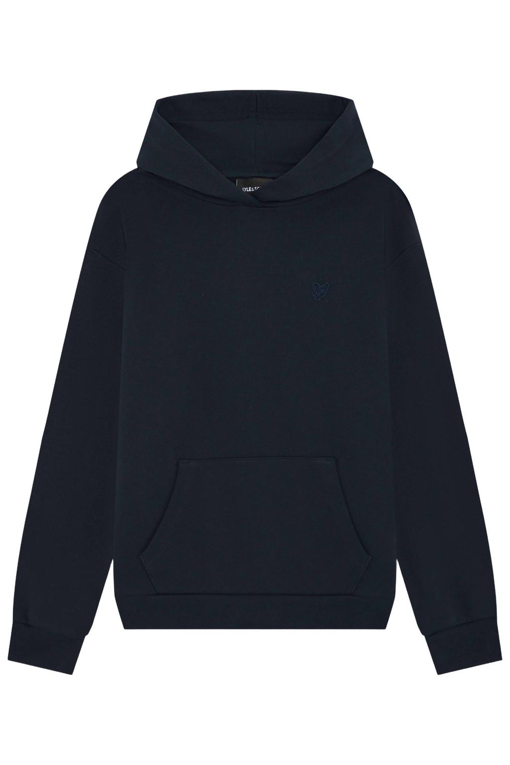 Donkerblauwe jongens Lyle & Scott hoodie van katoen met effen, lange mouwen en capuchon