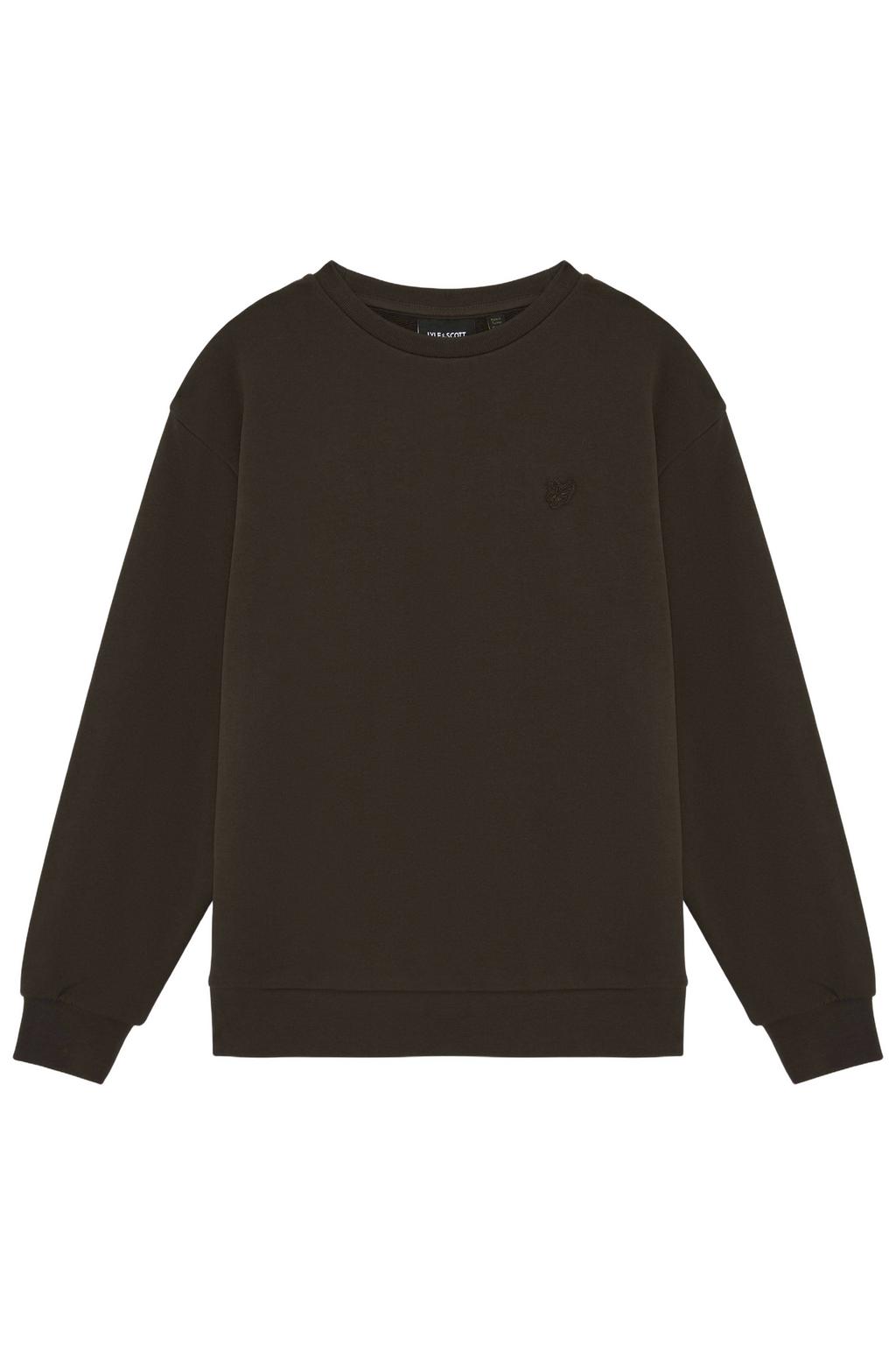 Donkergroene jongens Lyle & Scott sweater met effen, lange mouwen, ronde hals en geribde boorden