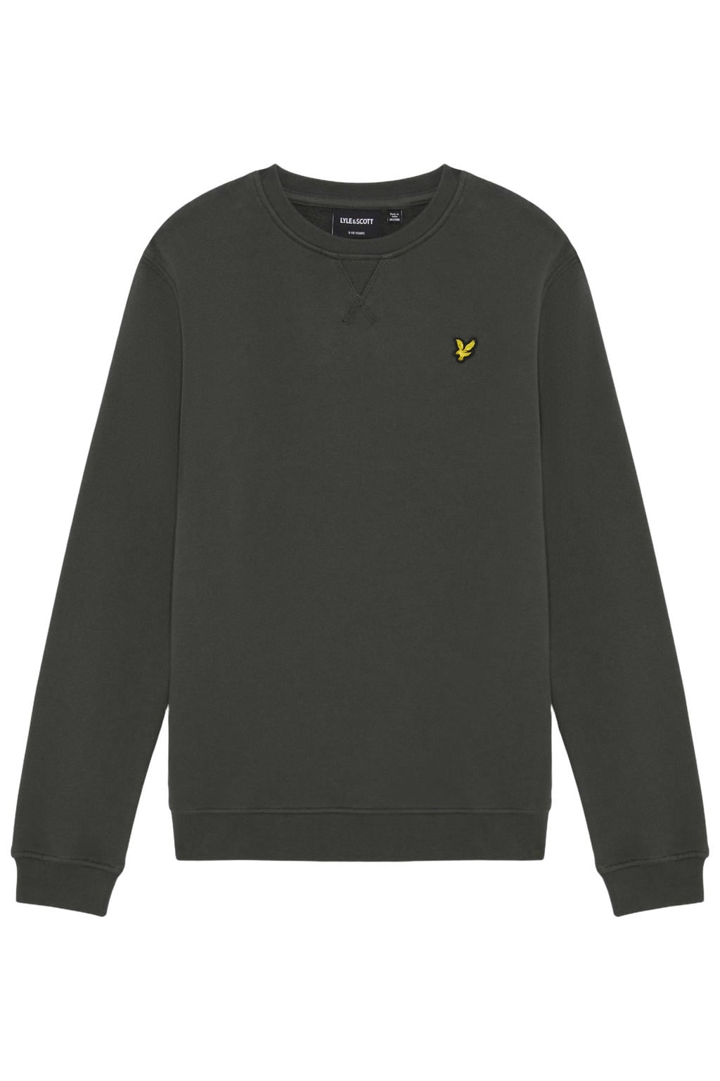 Antraciete jongens Lyle & Scott sweater van stretchkatoen met lange mouwen, klassieke kraag en geribde boorden