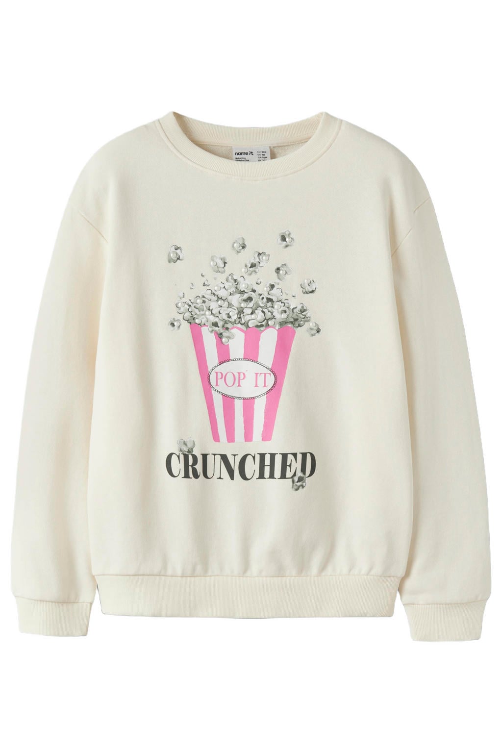 NAME IT KIDS sweater met print - ecru