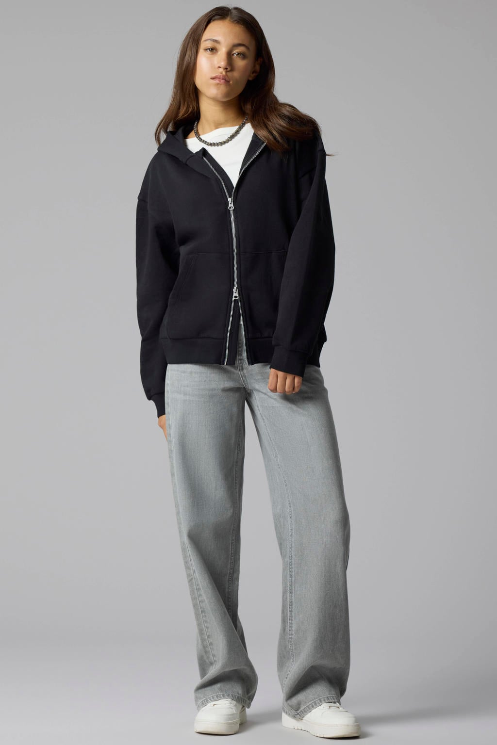 LMTD regular fit wide leg jeans - grijs