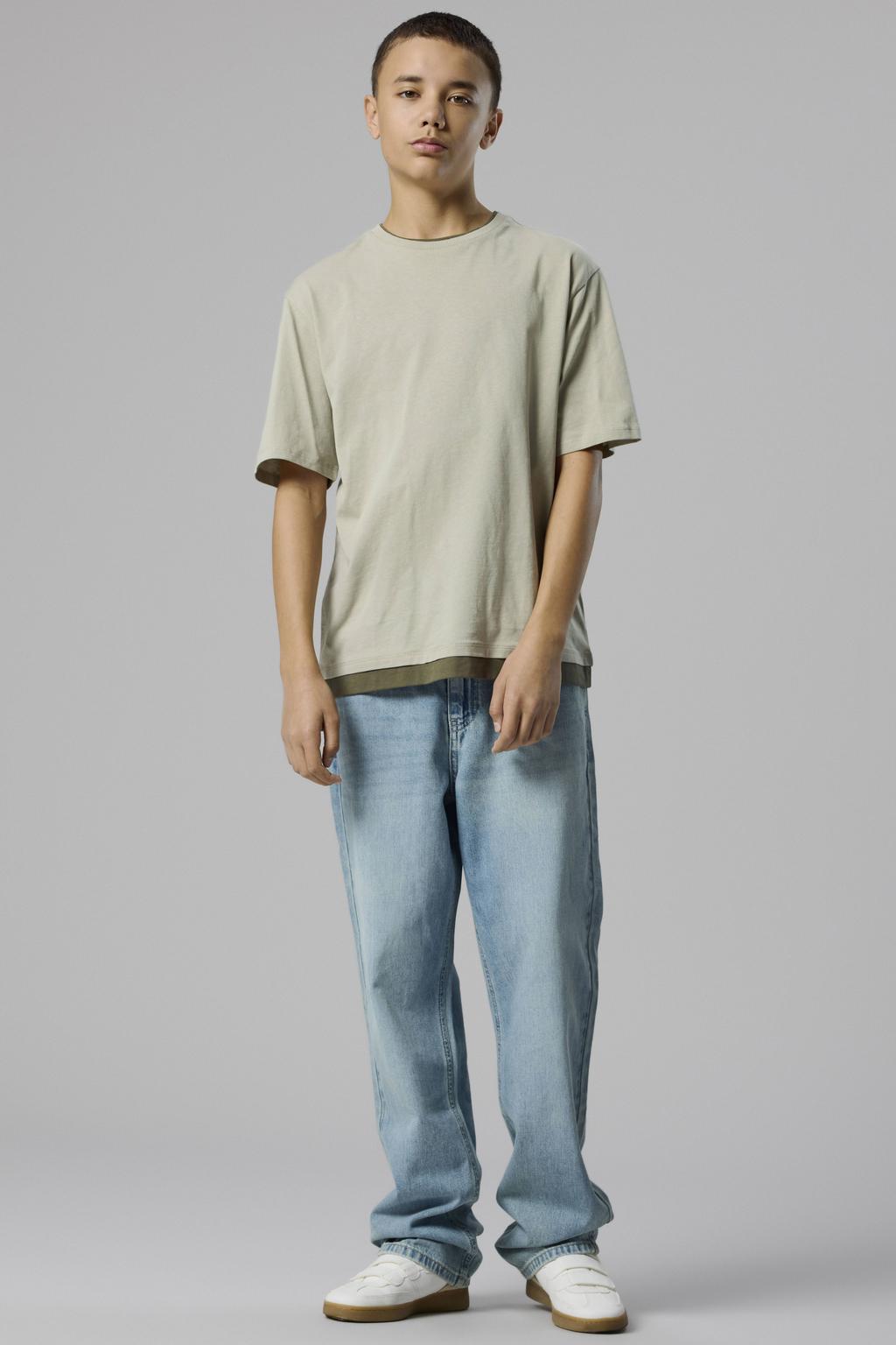 Light blue denim jongens LMTD loose fit jeans van denim met effen