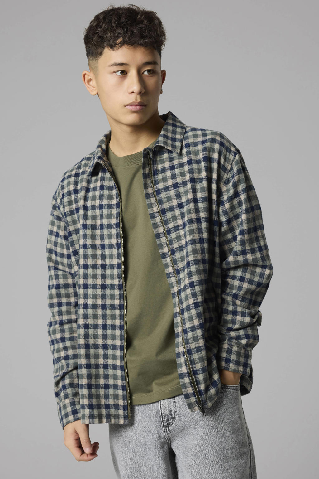 LMTD geruit overshirt - donkerblauw