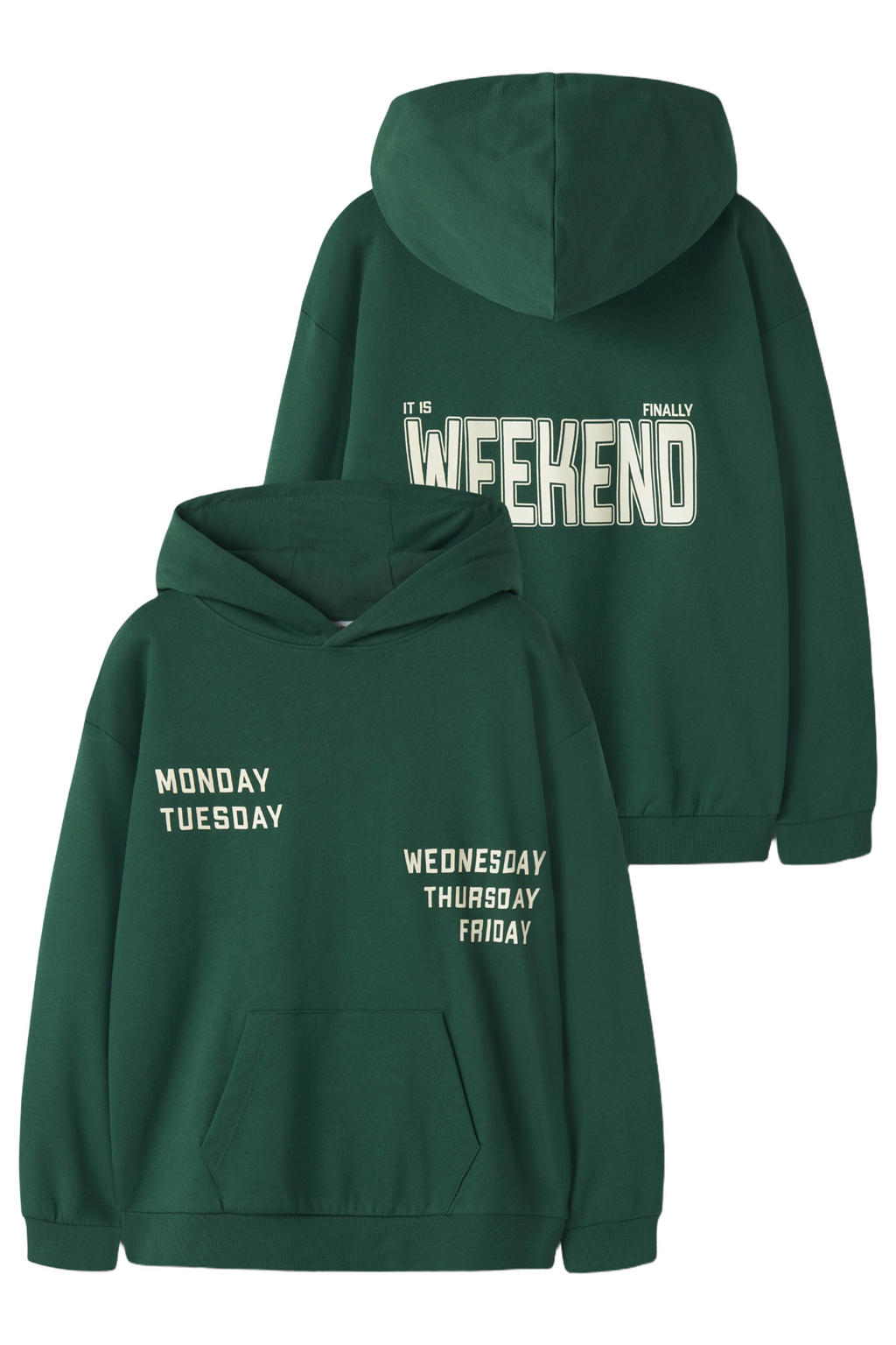 Groene jongens NAME IT KIDS boxy hoodie van sweat materiaal met backprint, lange mouwen en capuchon