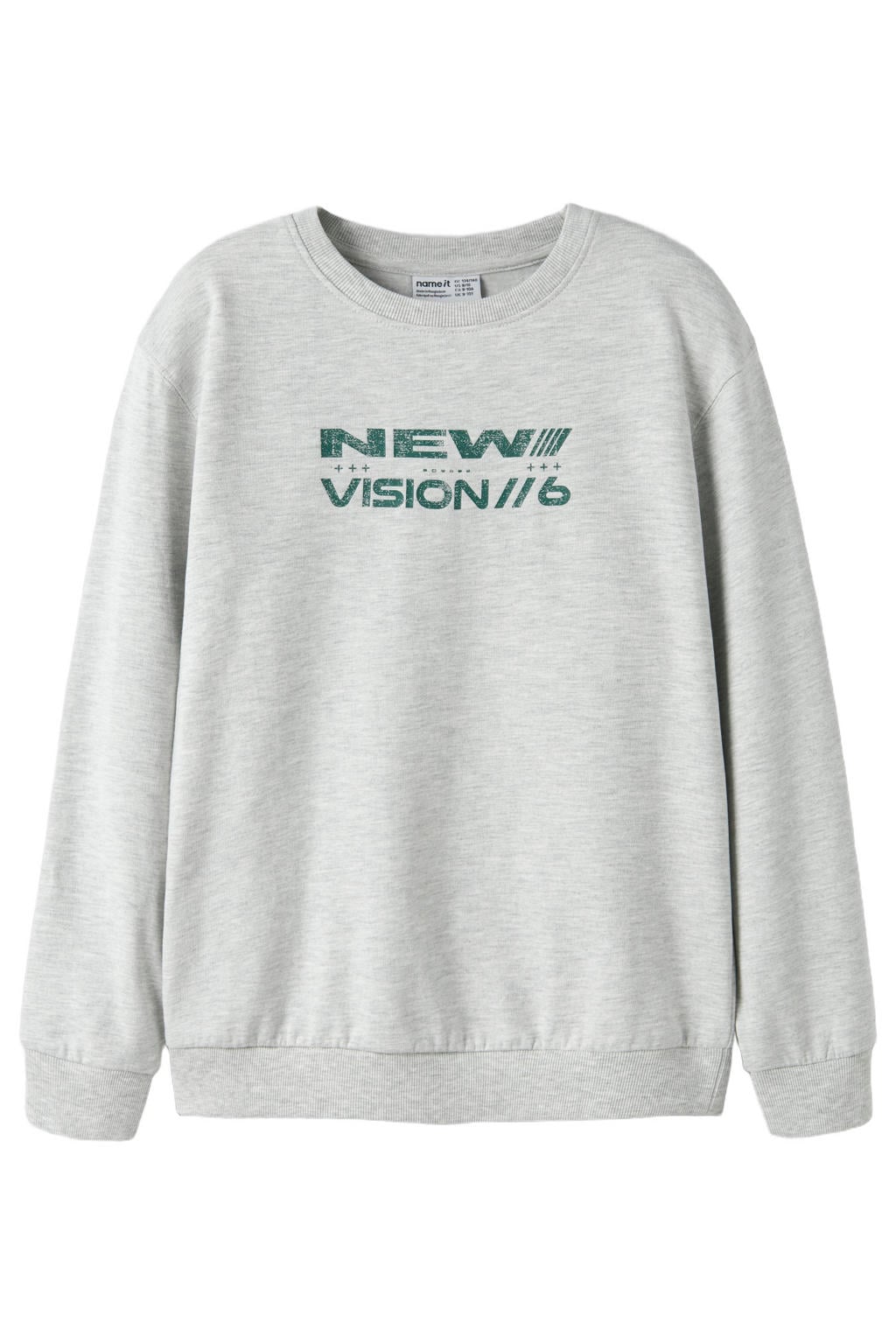 Grijze jongens NAME IT KIDS sweater met backprint, lange mouwen en ronde hals