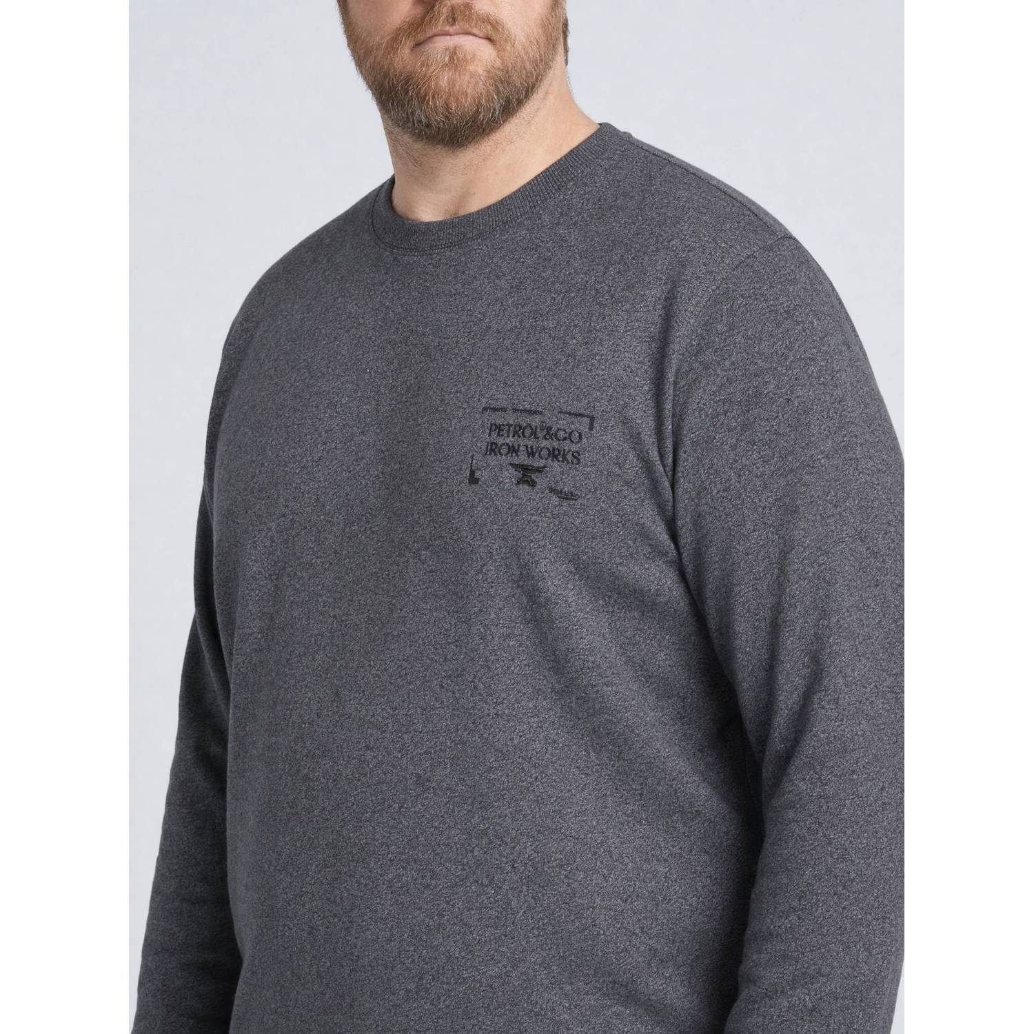 Petrol industries Plus Size regular fit gemêleerde sweater grijs