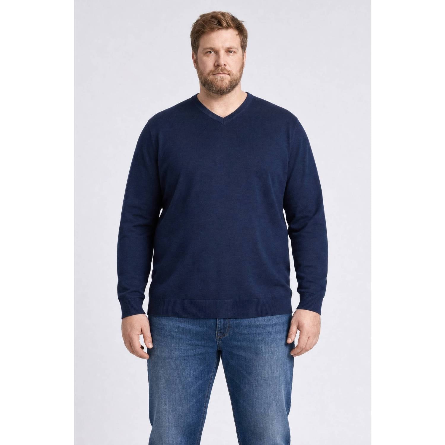 Petrol industries Plus Size katoenen regular fit gebreide trui navy blue