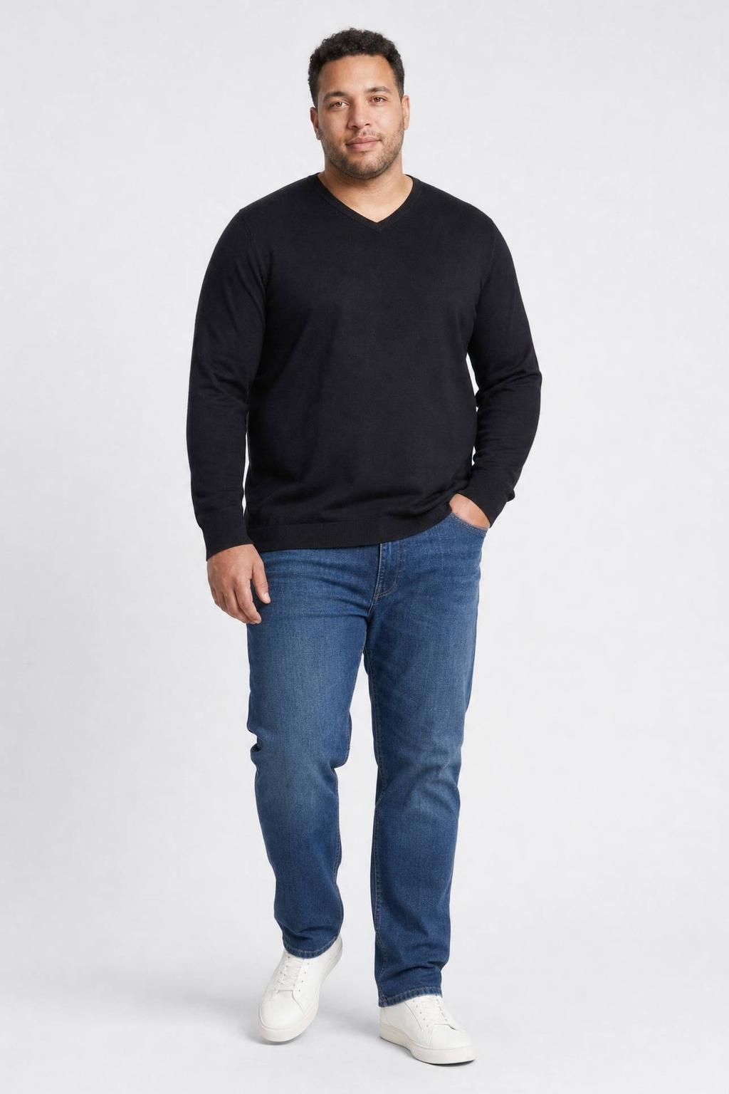 Petrol industries Plus Size katoenen regular fit gebreide trui - zwart