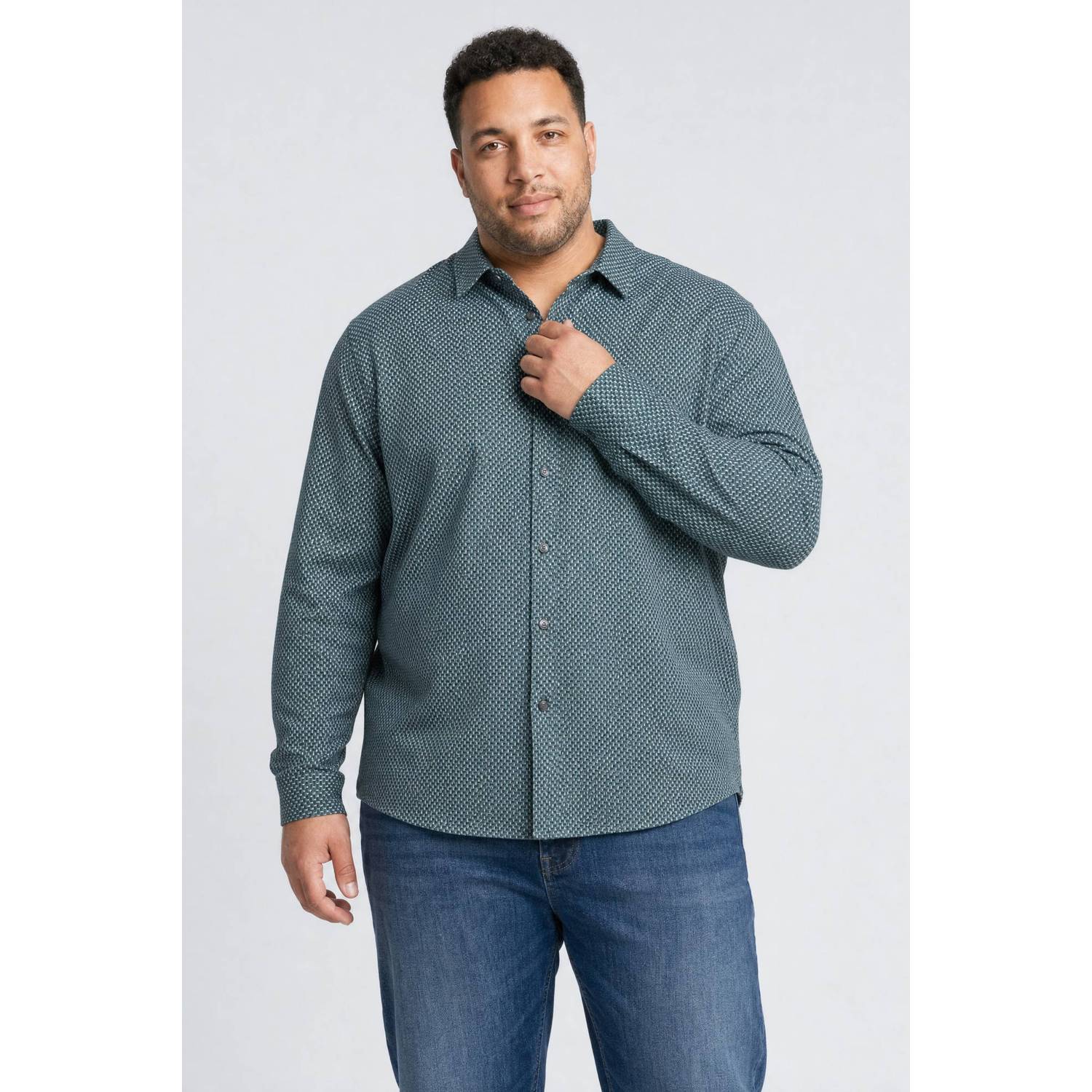 Petrol industries Plus Size regular fit casual overhemd teal green
