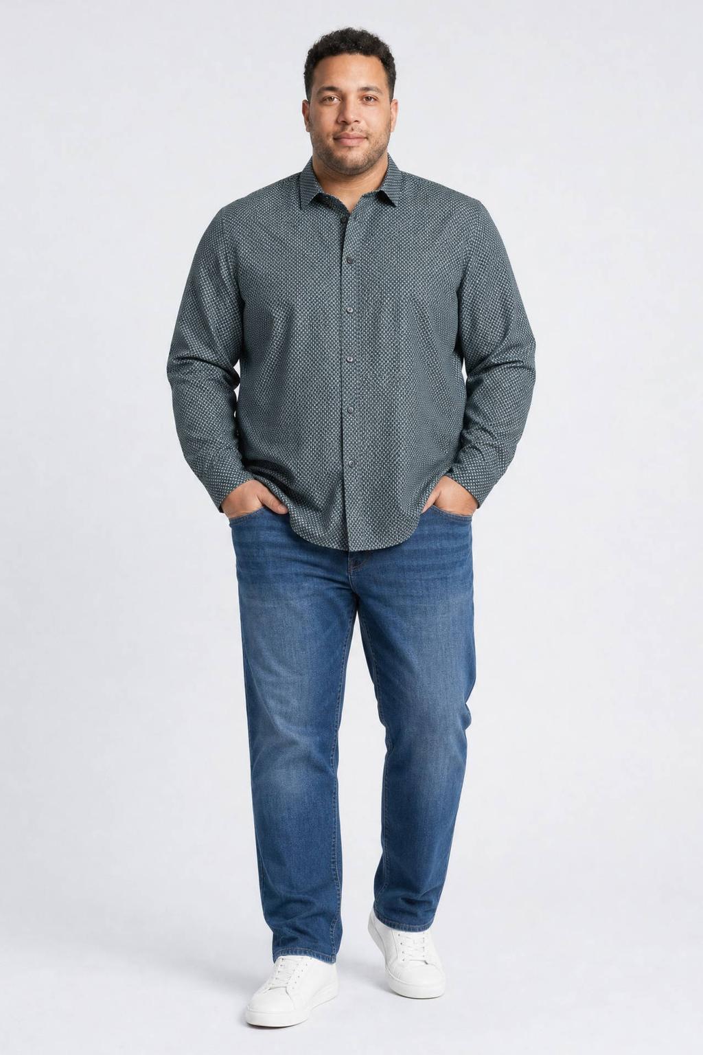 Petrol industries Plus Size regular fit casual overhemd - teal green