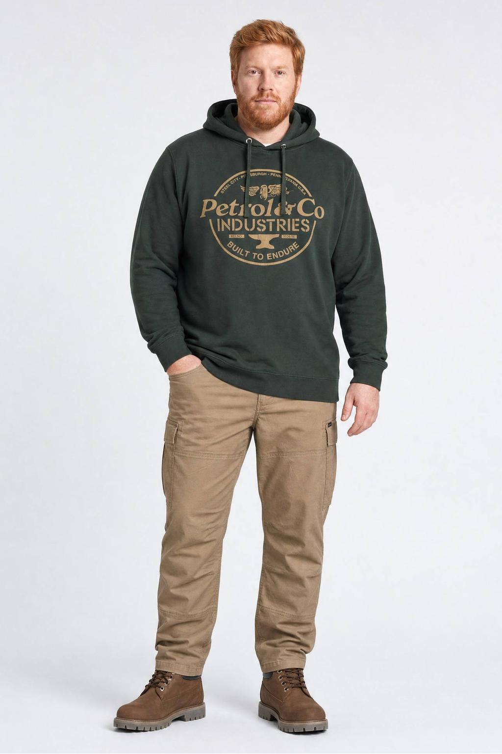 Petrol industries Plus Size regular fit hoodie met print - donkergroen