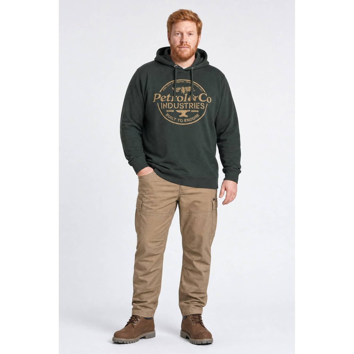 Petrol industries Plus Size regular fit hoodie met print donkergroen