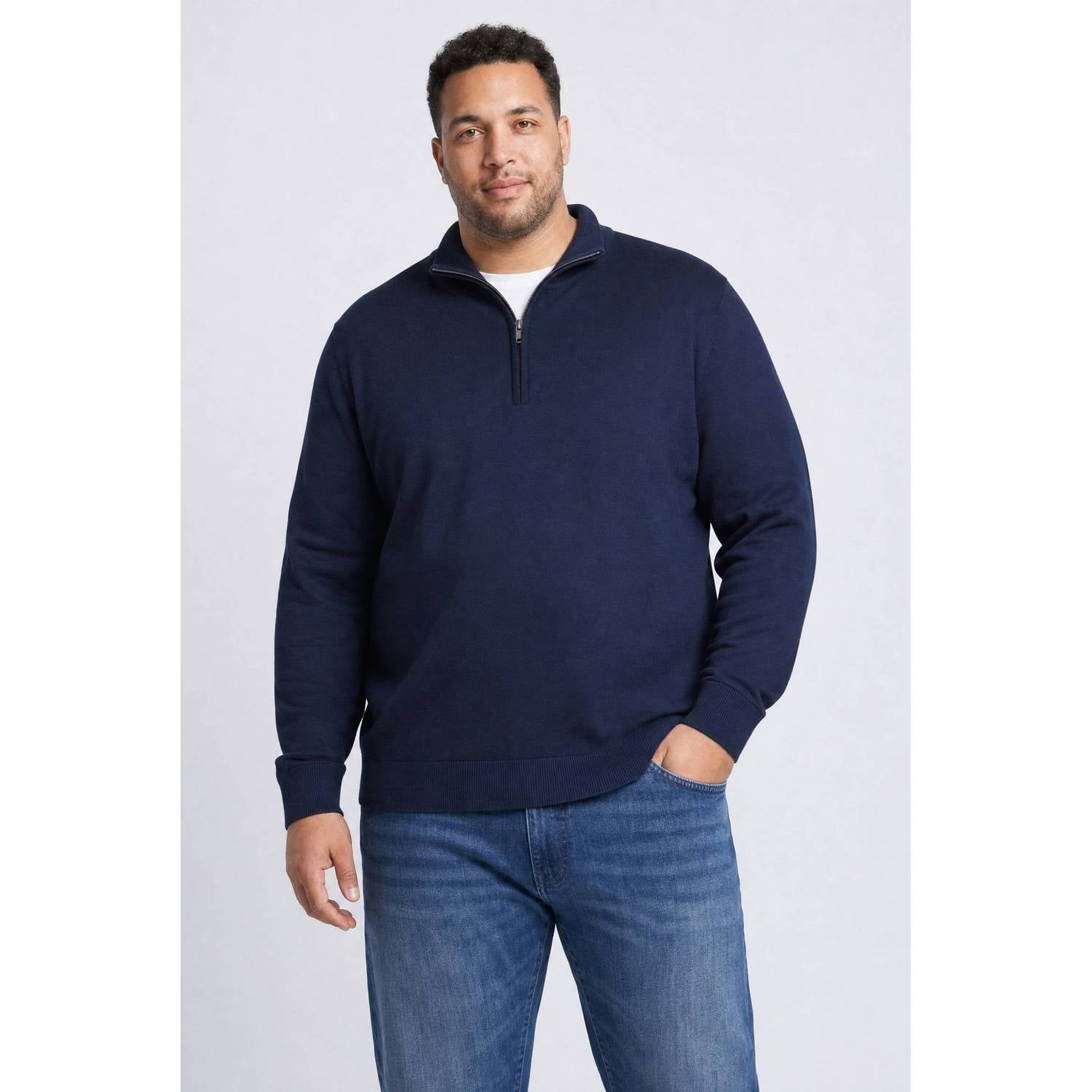 Petrol industries Plus Size katoenen regular fit gebreide trui navy blue