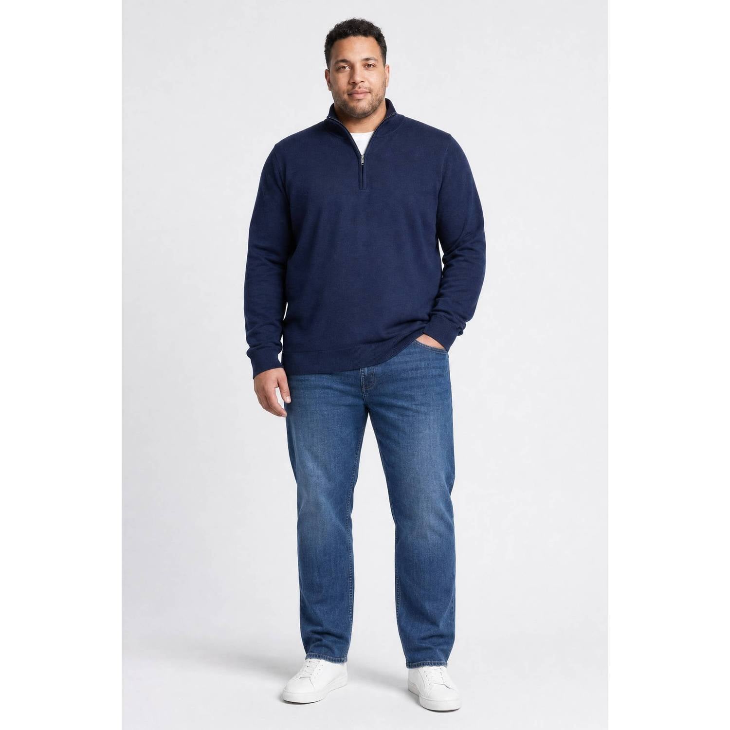 Petrol industries Plus Size katoenen regular fit gebreide trui navy blue