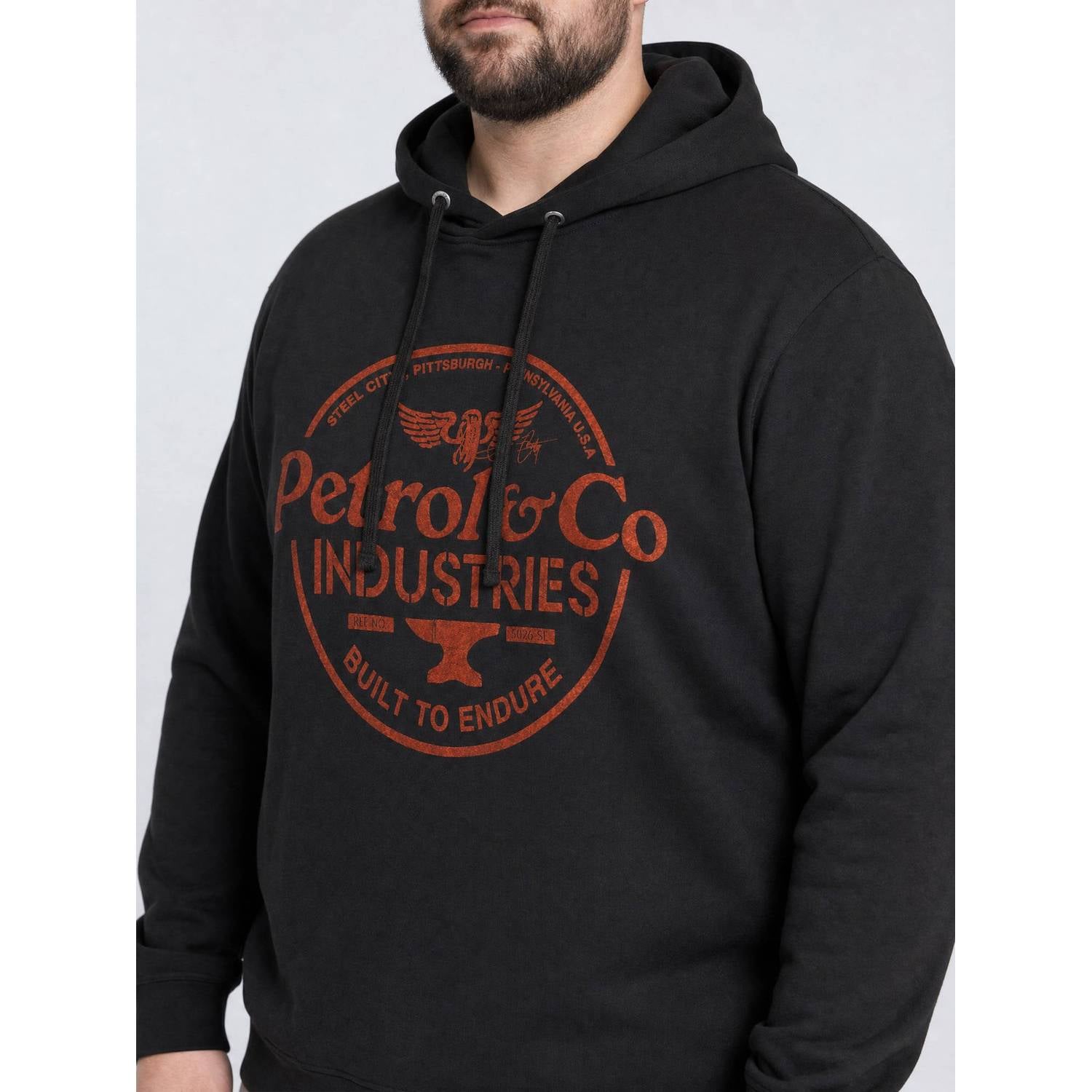 Petrol industries Plus Size regular fit hoodie met print iron steel
