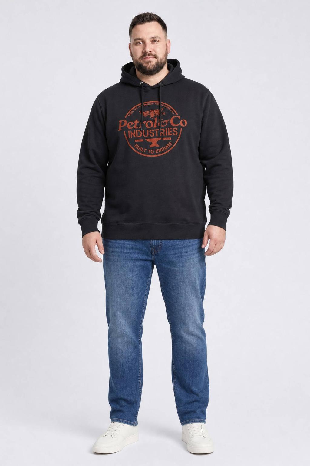 Petrol industries Plus Size regular fit hoodie met print - iron steel