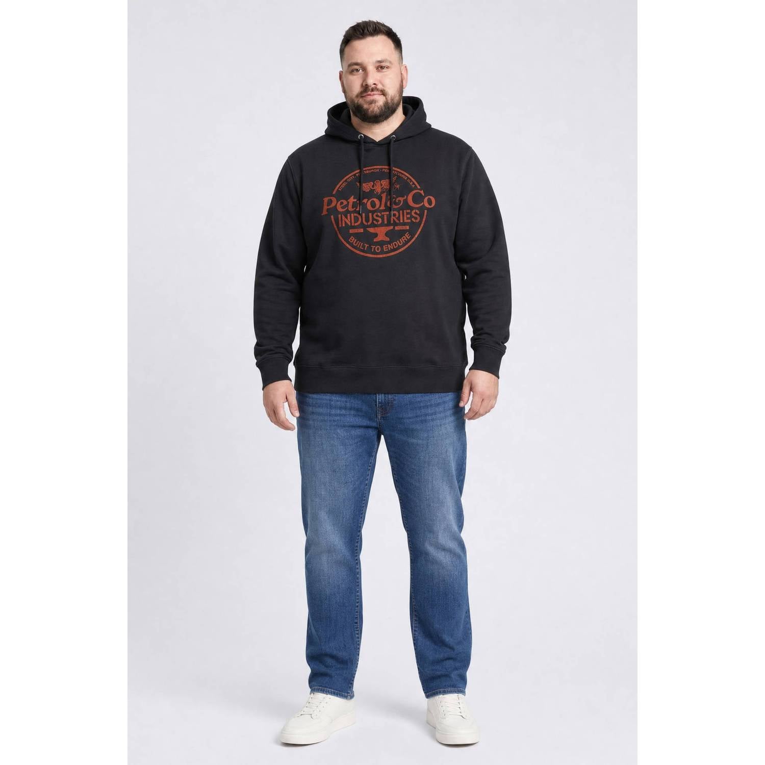 Petrol industries Plus Size regular fit hoodie met print iron steel