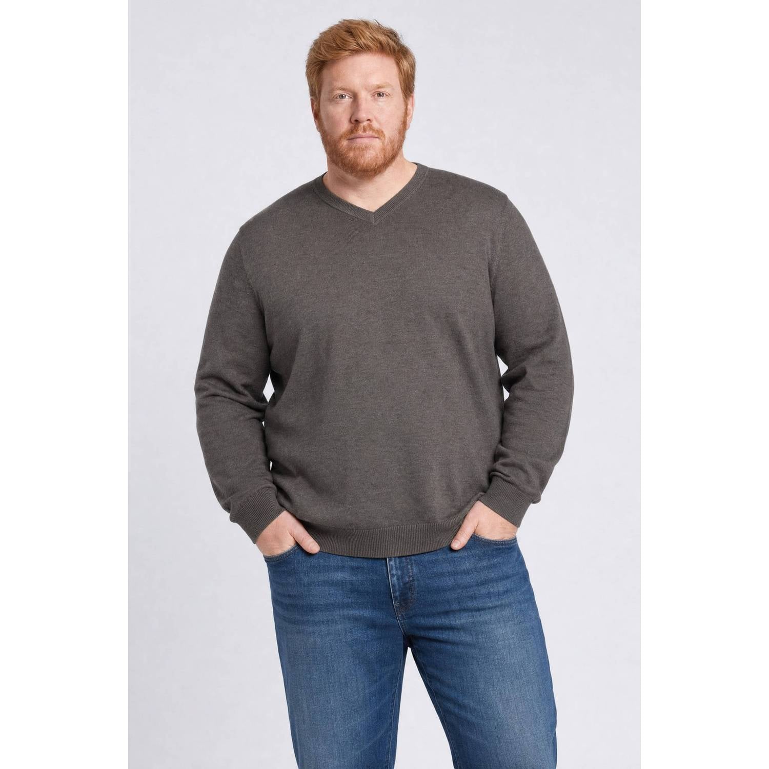 Petrol industries Plus Size katoenen regular fit gebreide trui donkergroen