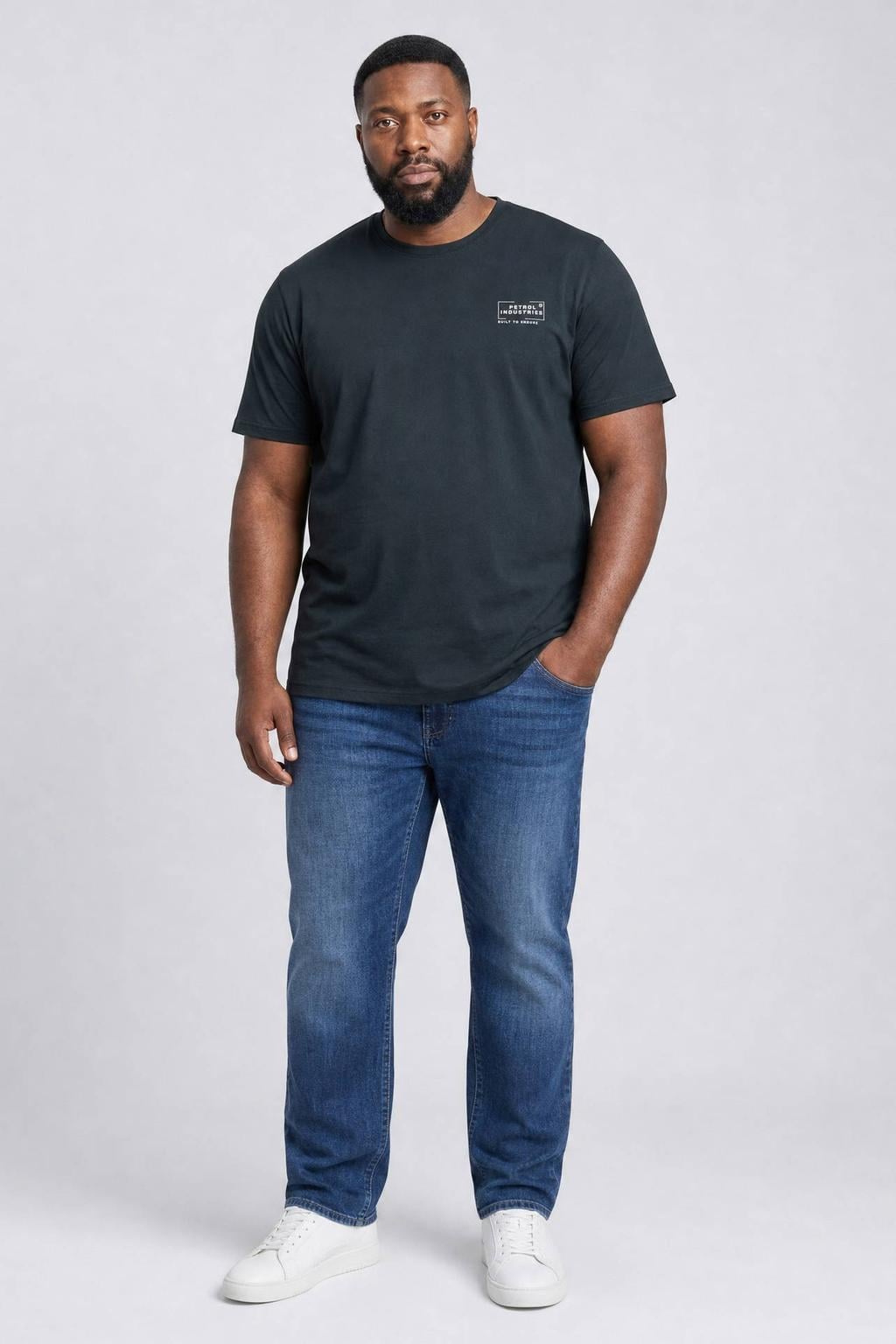 Petrol industries Plus Size regular fit T-shirt met logo - donkergroen