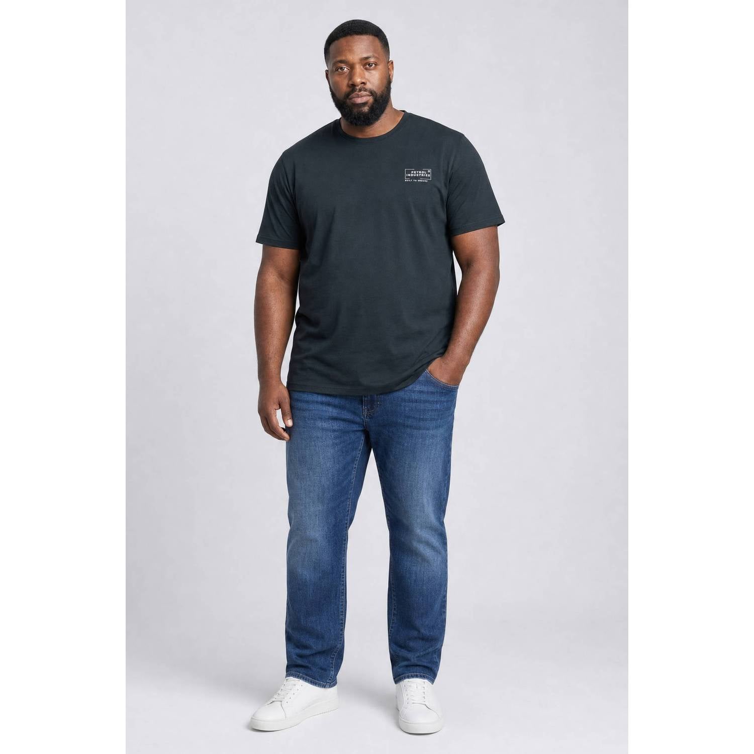 Petrol industries Plus Size regular fit T-shirt met logo donkergroen