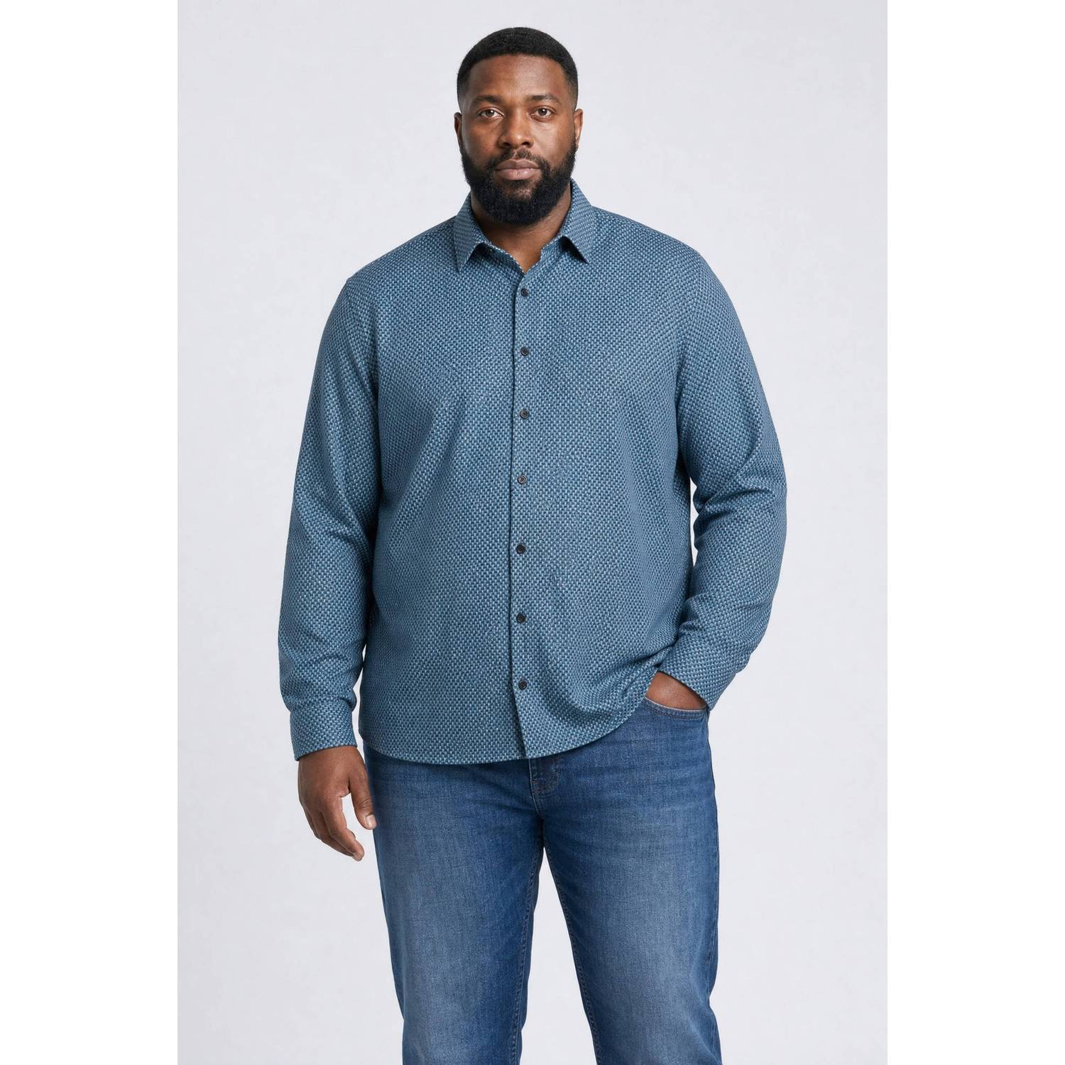 Petrol industries Plus Size regular fit casual overhemd blauw