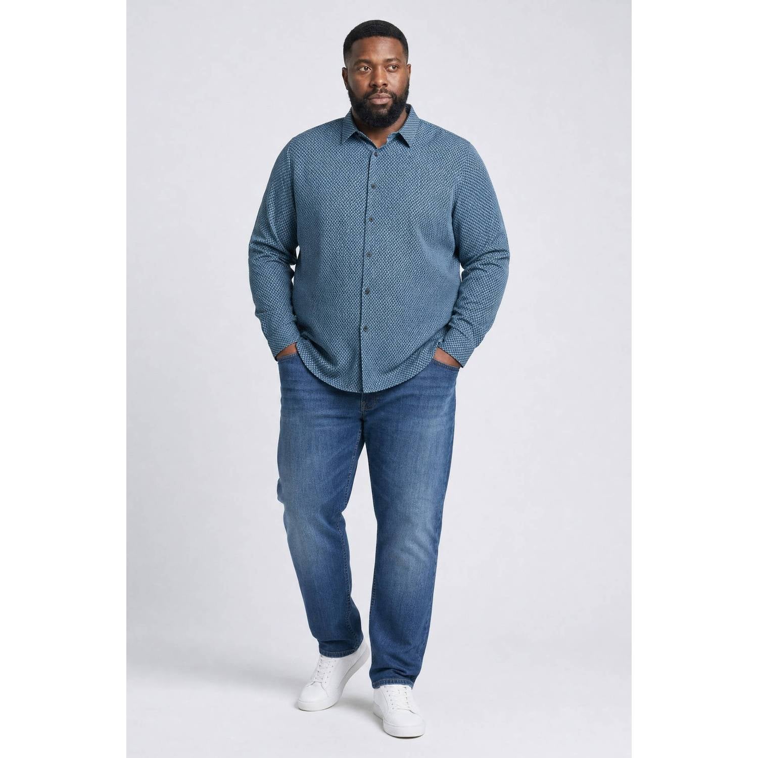Petrol industries Plus Size regular fit casual overhemd blauw