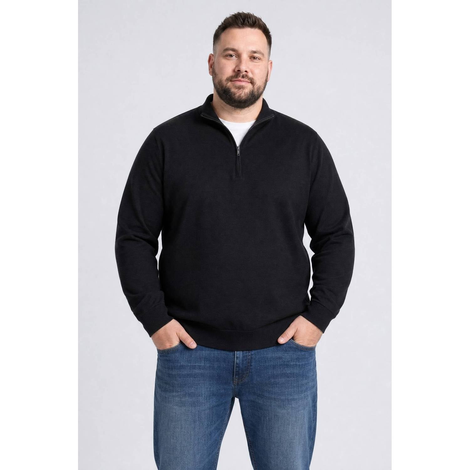 Petrol industries Plus Size katoenen regular fit gebreide trui zwart