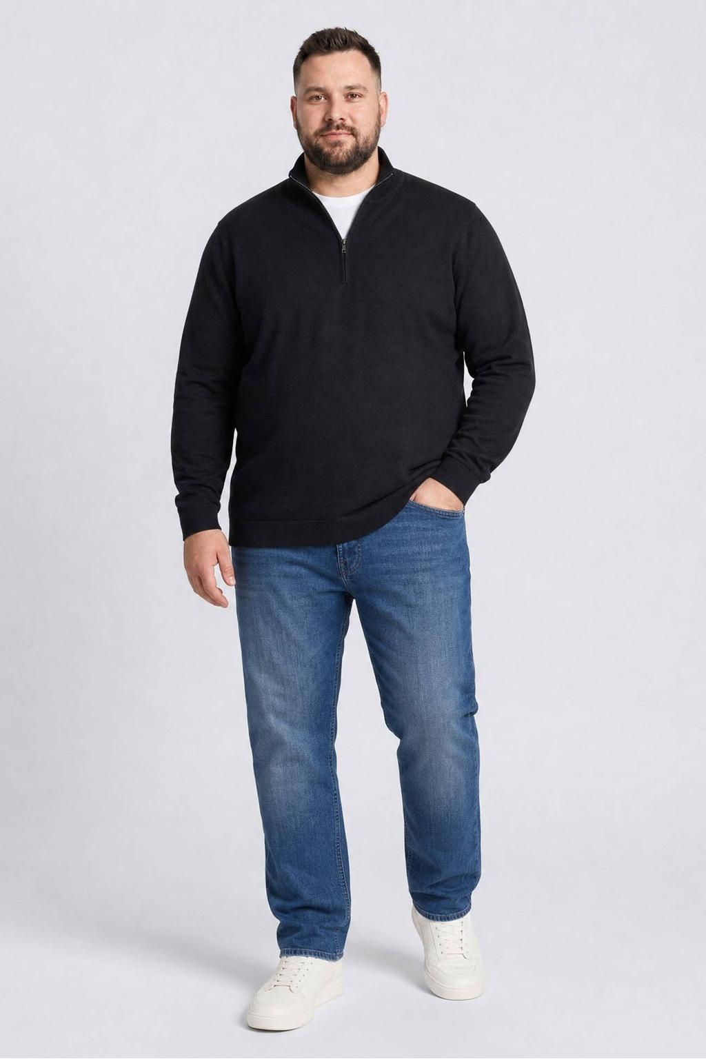 Petrol industries Plus Size katoenen regular fit gebreide trui - zwart