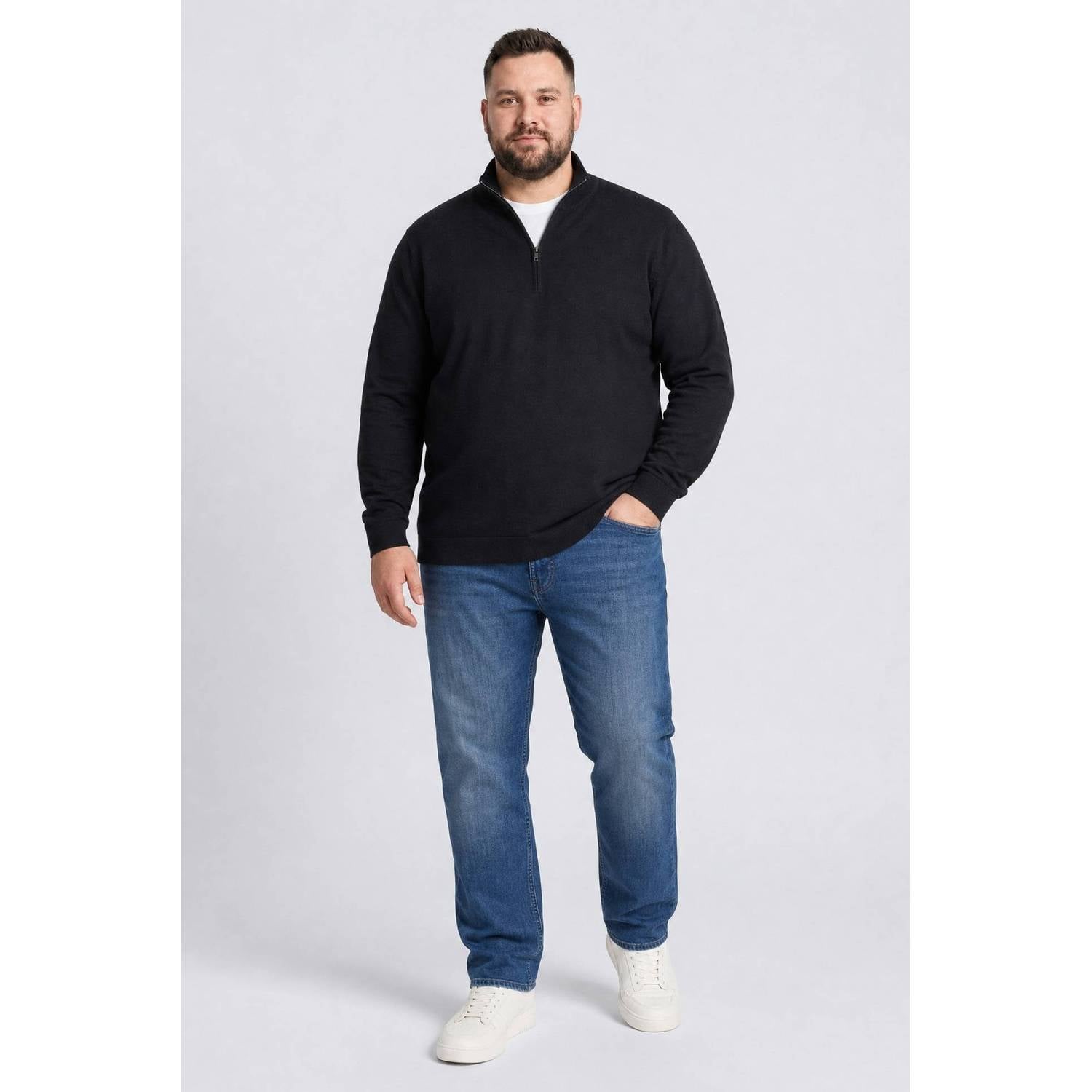 Petrol industries Plus Size katoenen regular fit gebreide trui zwart