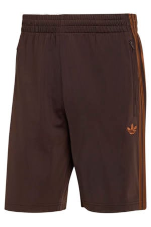 regular fit gestreepte sweatshort - donkerbruin/oranjebruin