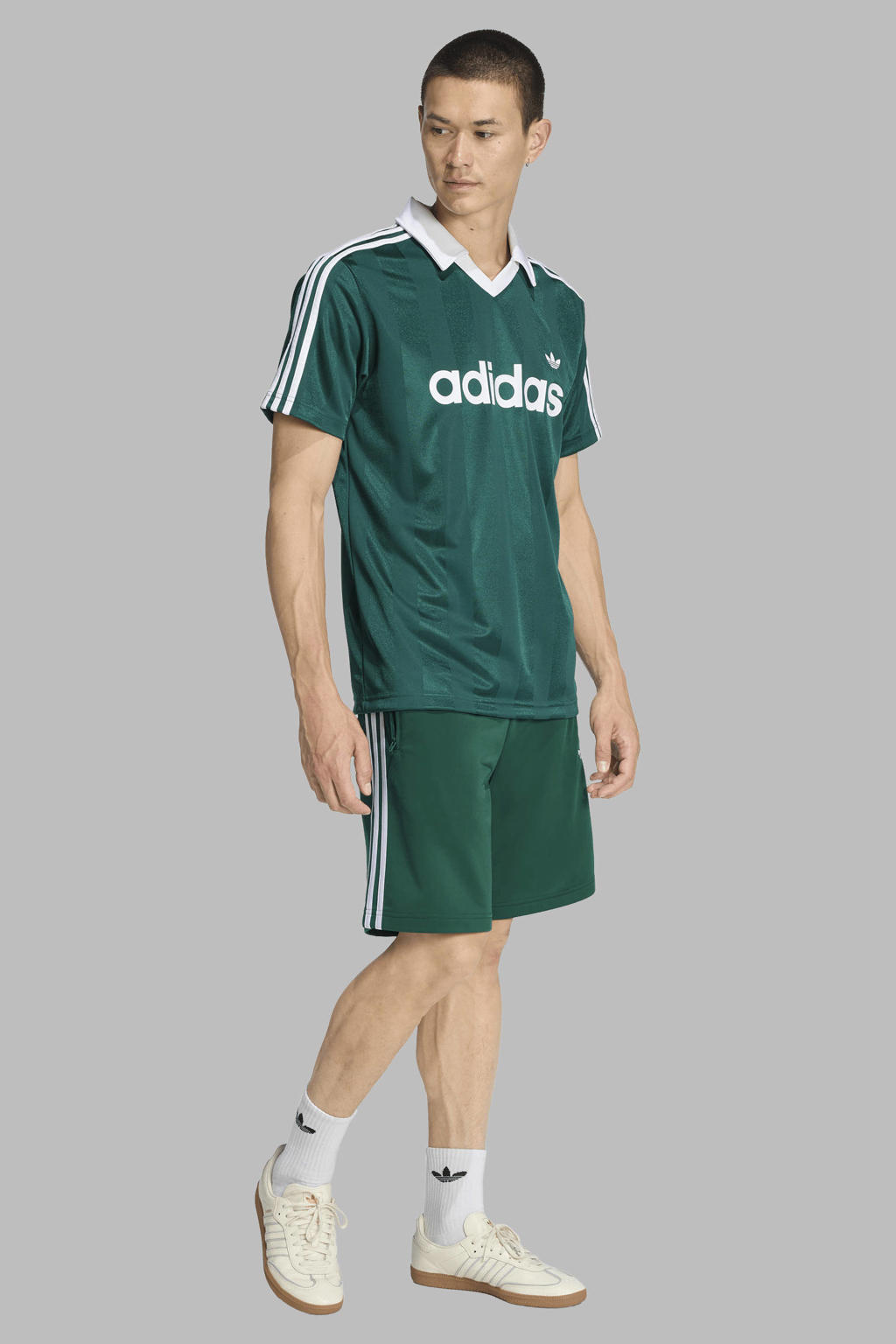 Donkergroene heren adidas Originals Firebird short van polyester met regular fit en elastische tailleband met koord