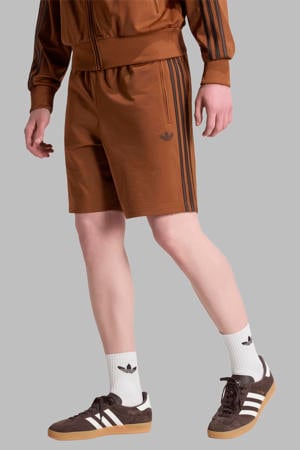 regular fit gestreepte sweatshort - oranjebruin