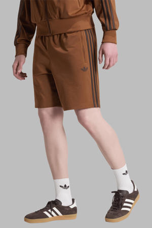 regular fit gestreepte sweatshort - oranjebruin