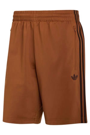 regular fit gestreepte sweatshort - oranjebruin