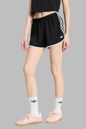 Sprinter regular fit gestreepte sweatshort - zwart