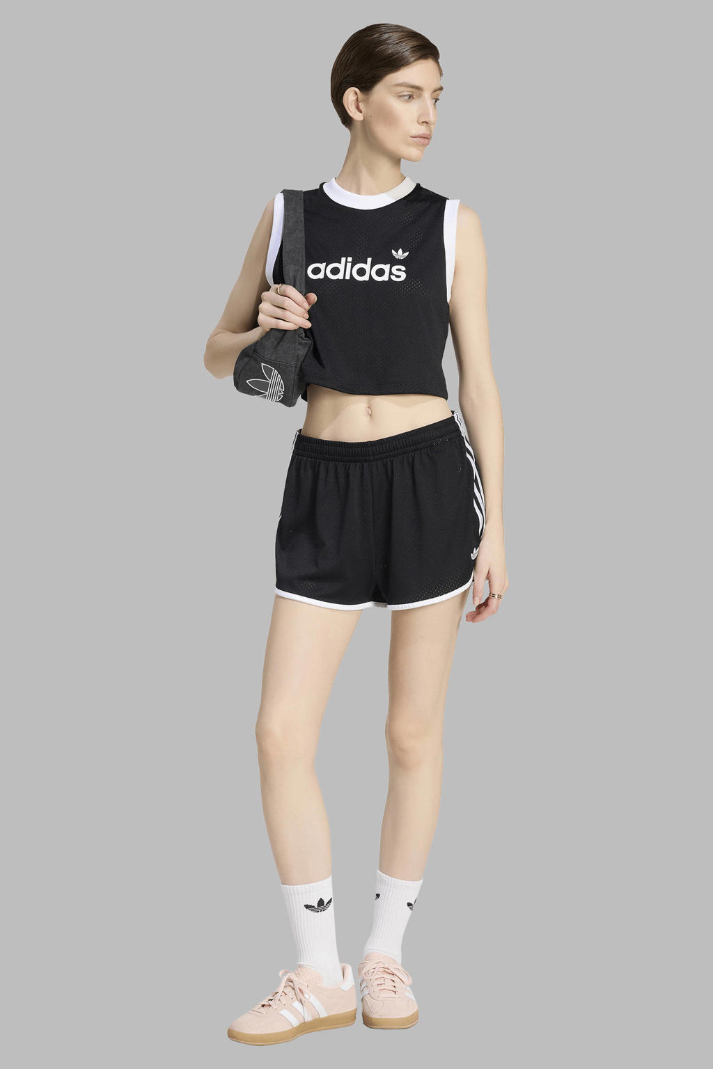 adidas Originals Sprinter regular fit gestreepte sweatshort - zwart