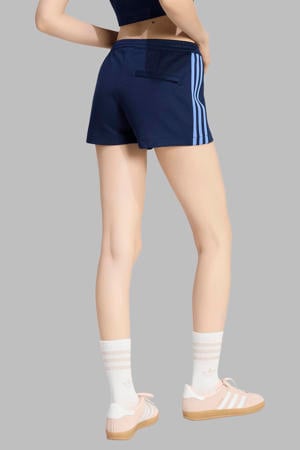 regular fit gestreepte sweatshort - donkerblauw