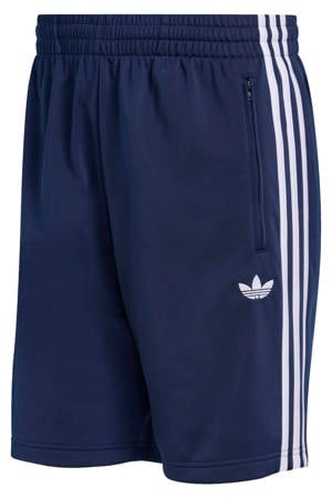 regular fit gestreepte sweatshort - donkerblauw/wit