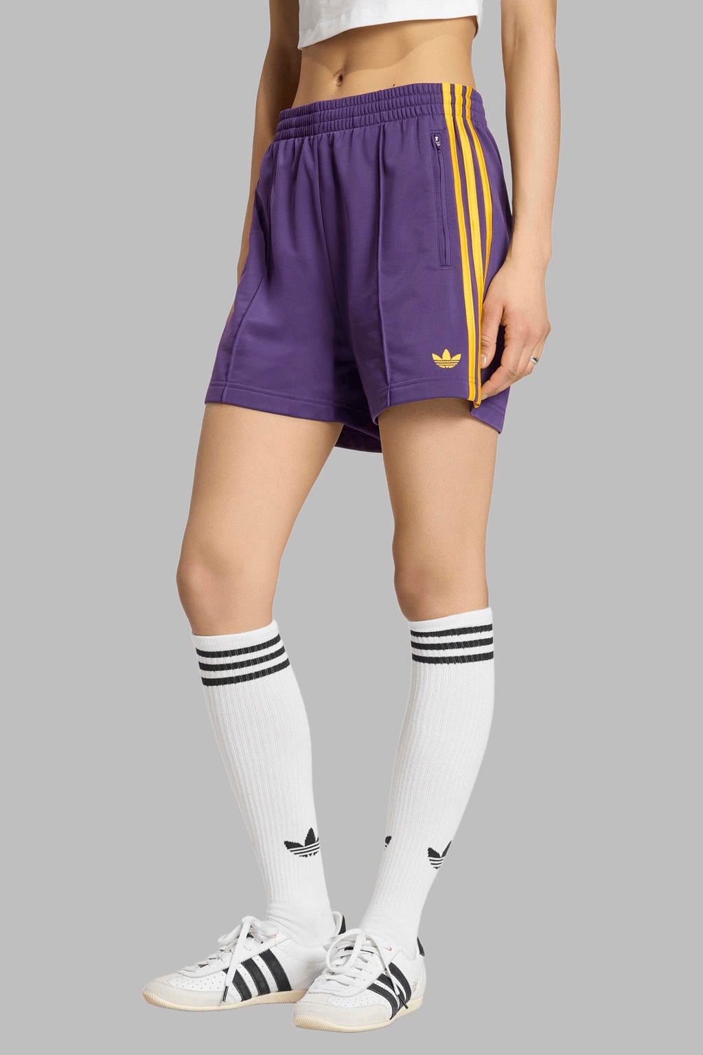 Paarse dames adidas Originals Firebird short van polyester met loose fit, regular waist en effen
