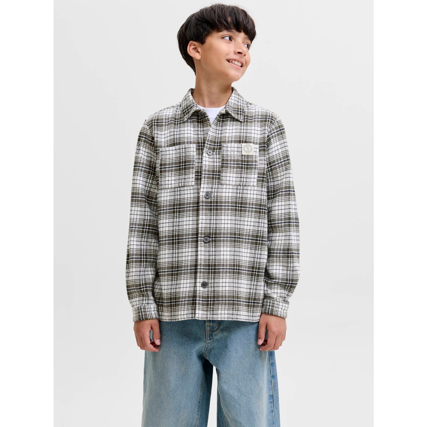 JACK & JONES JUNIOR geruit overhemd wit