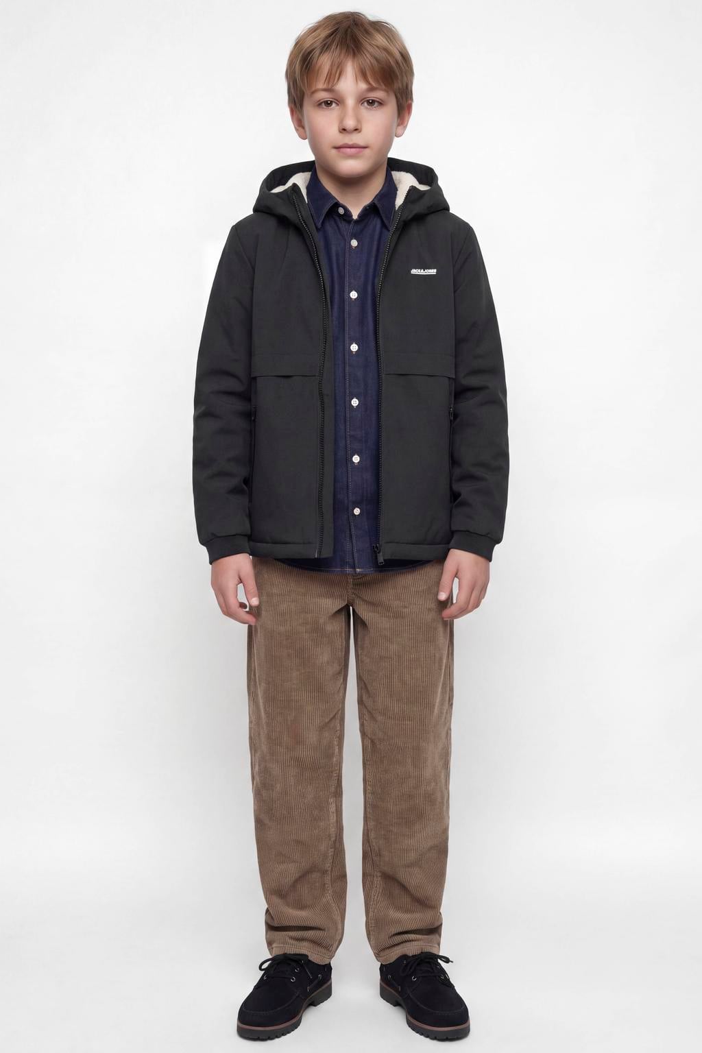 JACK & JONES JUNIOR gewatteerde winterjas - zwart