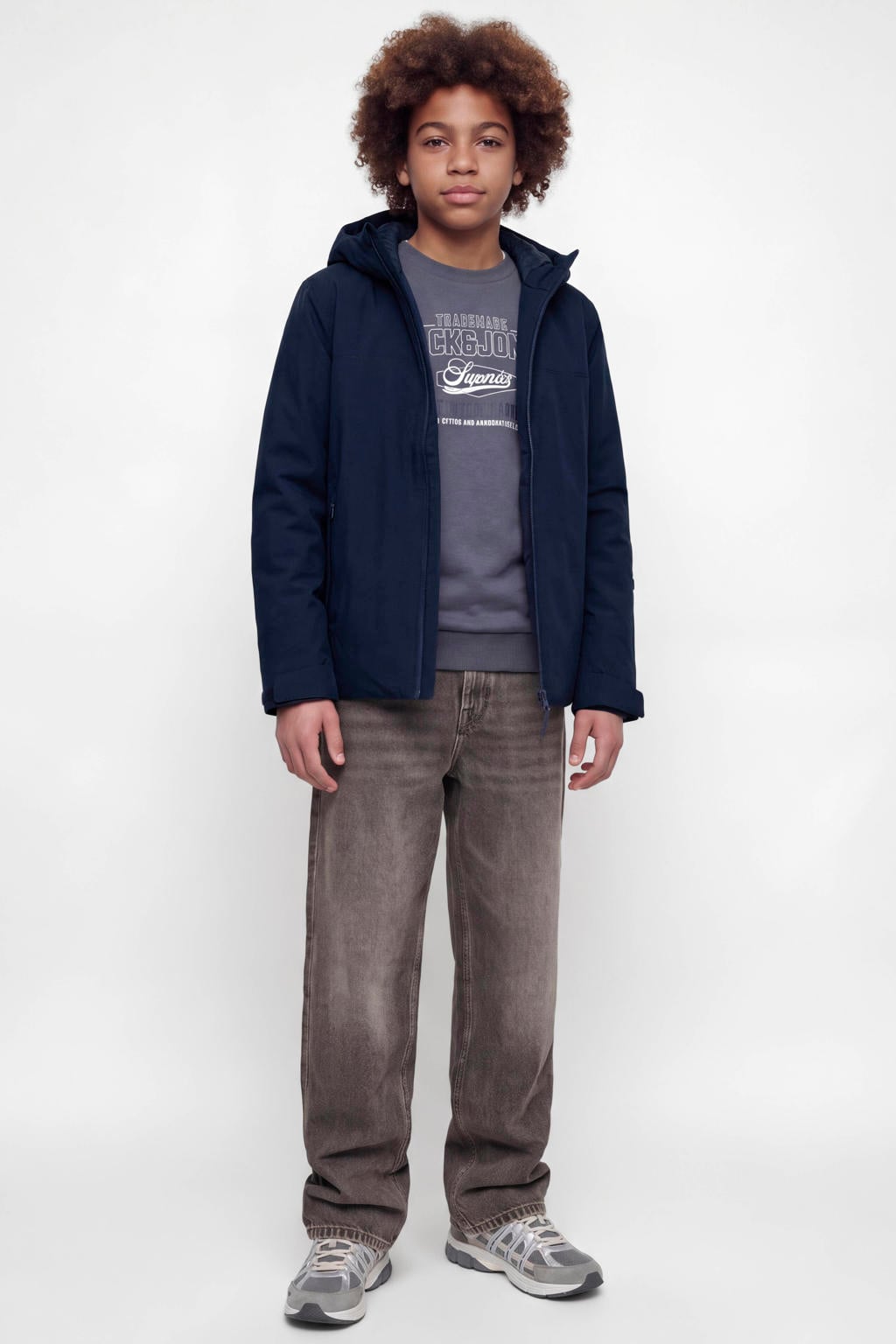 JACK & JONES JUNIOR gewatteerde winterjas - donkerblauw