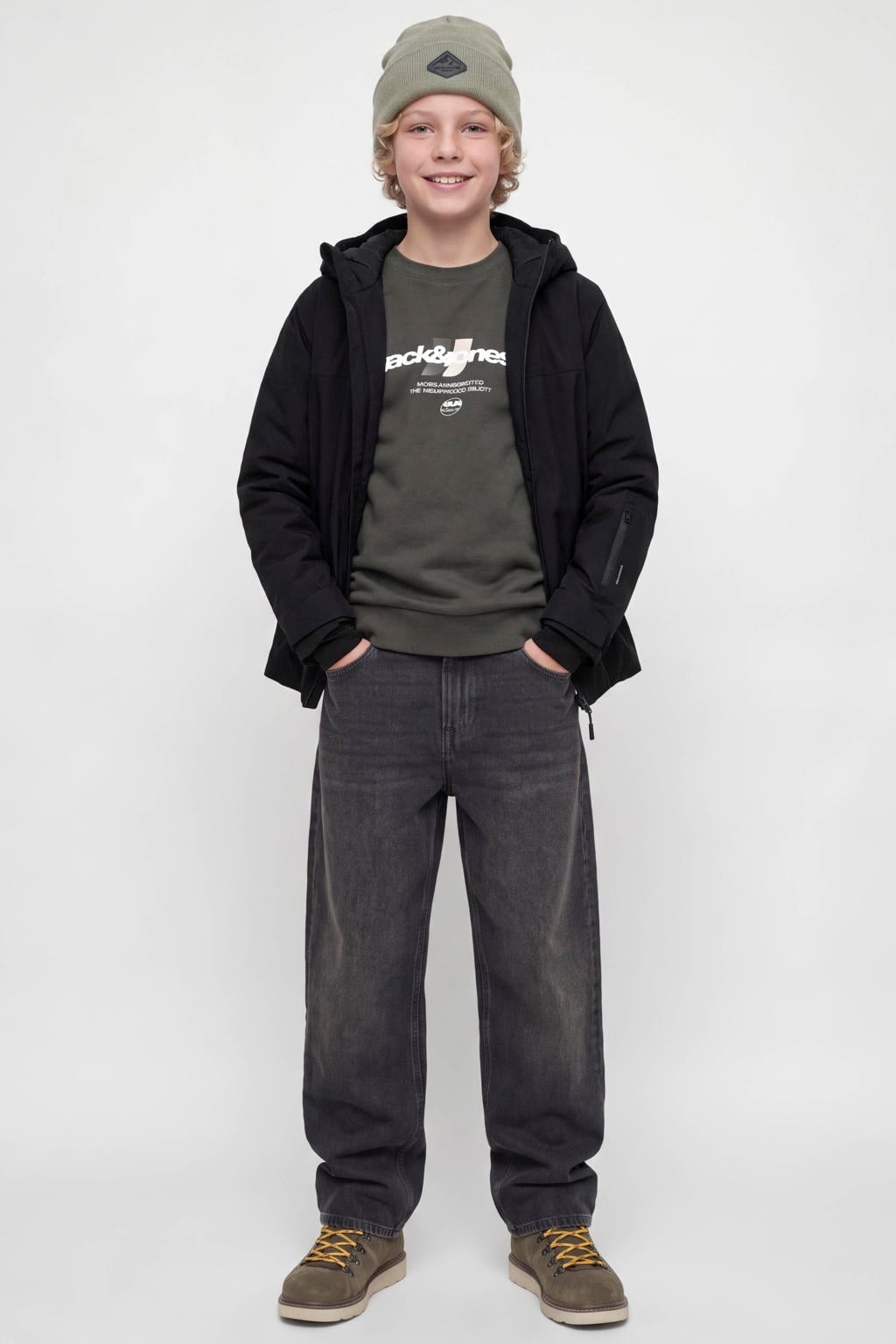 JACK & JONES JUNIOR winterjas - zwart