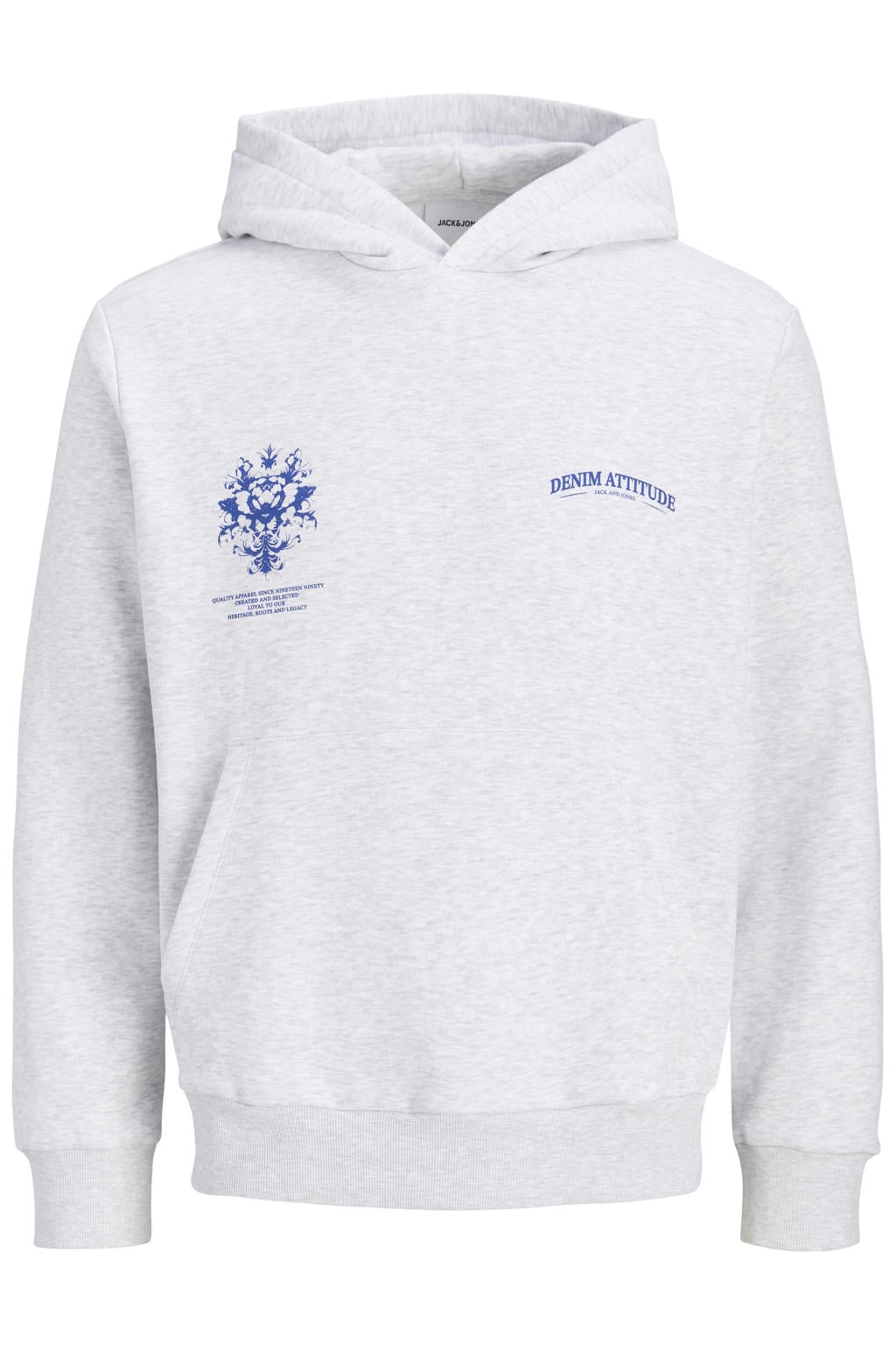 Witte jongens JACK & JONES JUNIOR hoodie van sweat materiaal met backprint, lange mouwen en capuchon