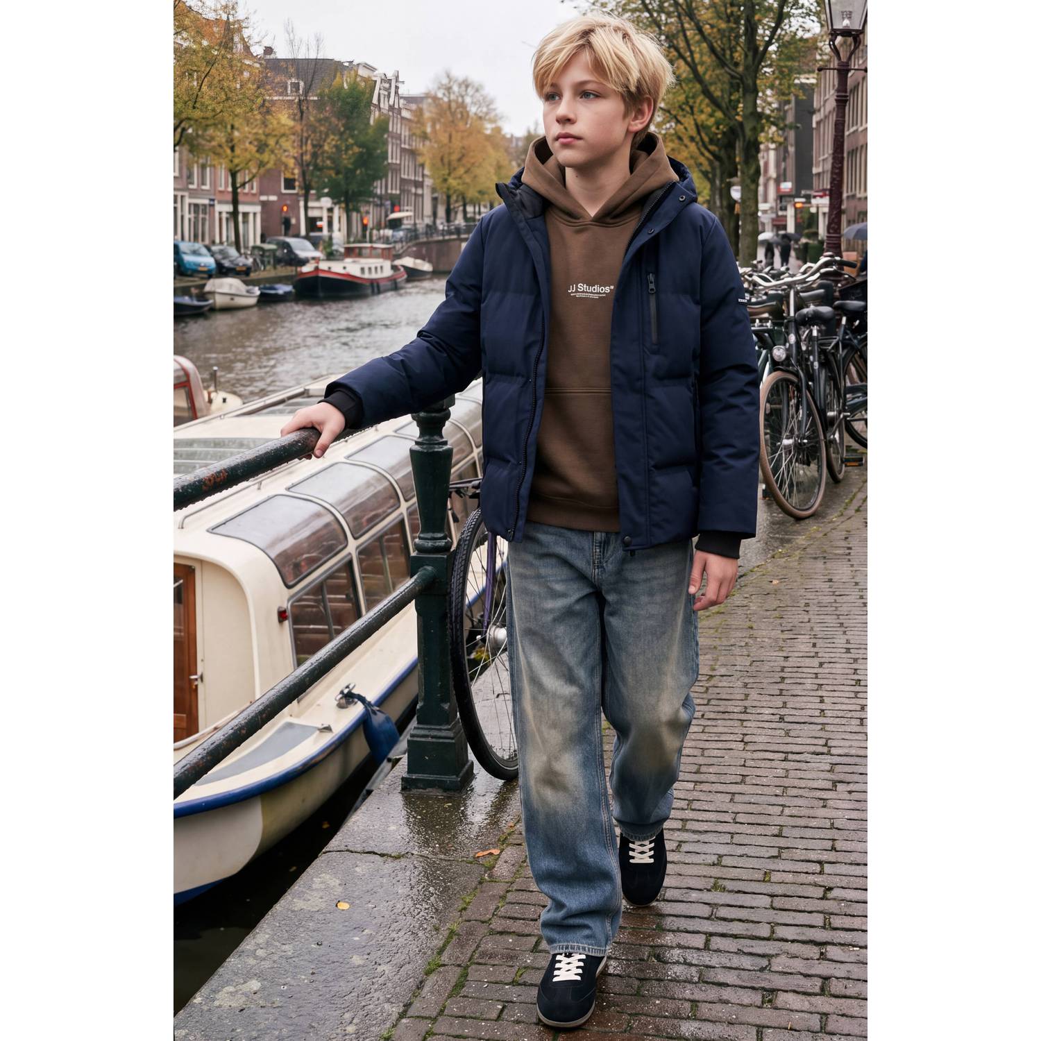 JACK & JONES JUNIOR pufferjas marineblauw