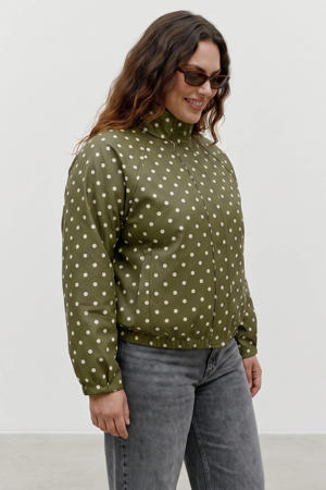 Plus Size jacket met stippen - groen