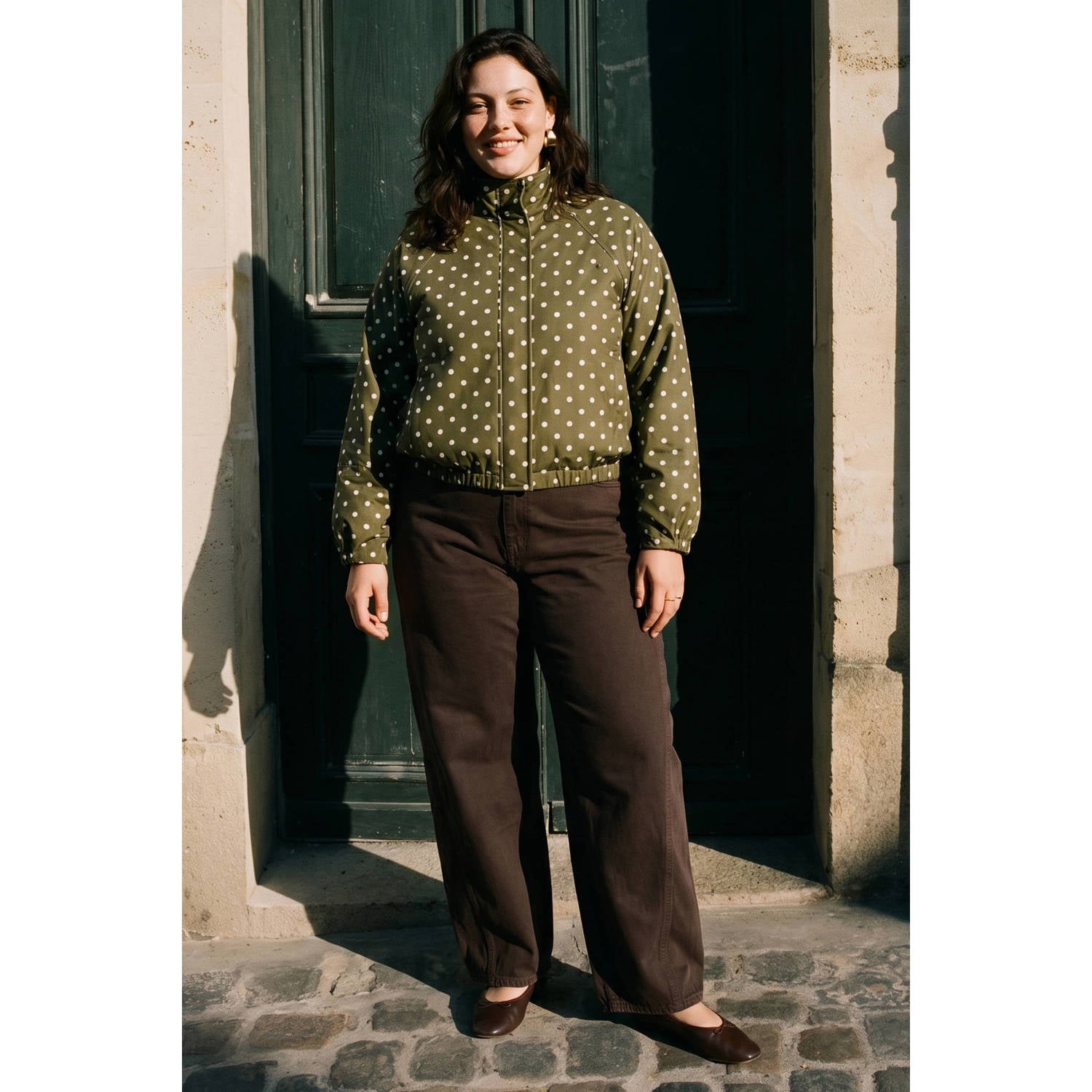 VERO MODA CURVE Plus Size jacket met stippen groen