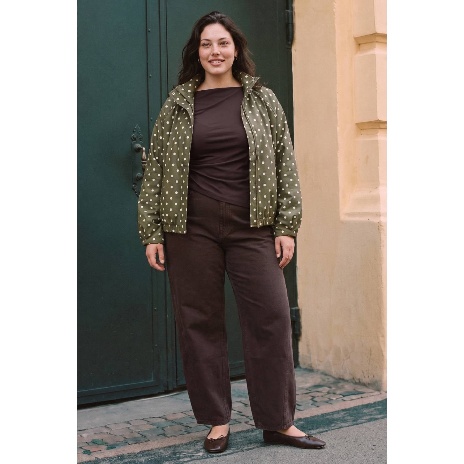 VERO MODA CURVE Plus Size jacket met stippen groen