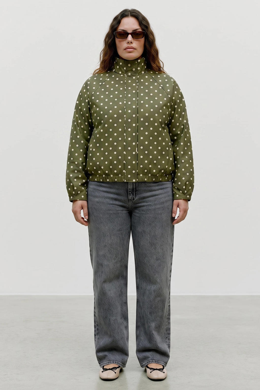 VERO MODA CURVE Plus Size jacket met stippen - groen