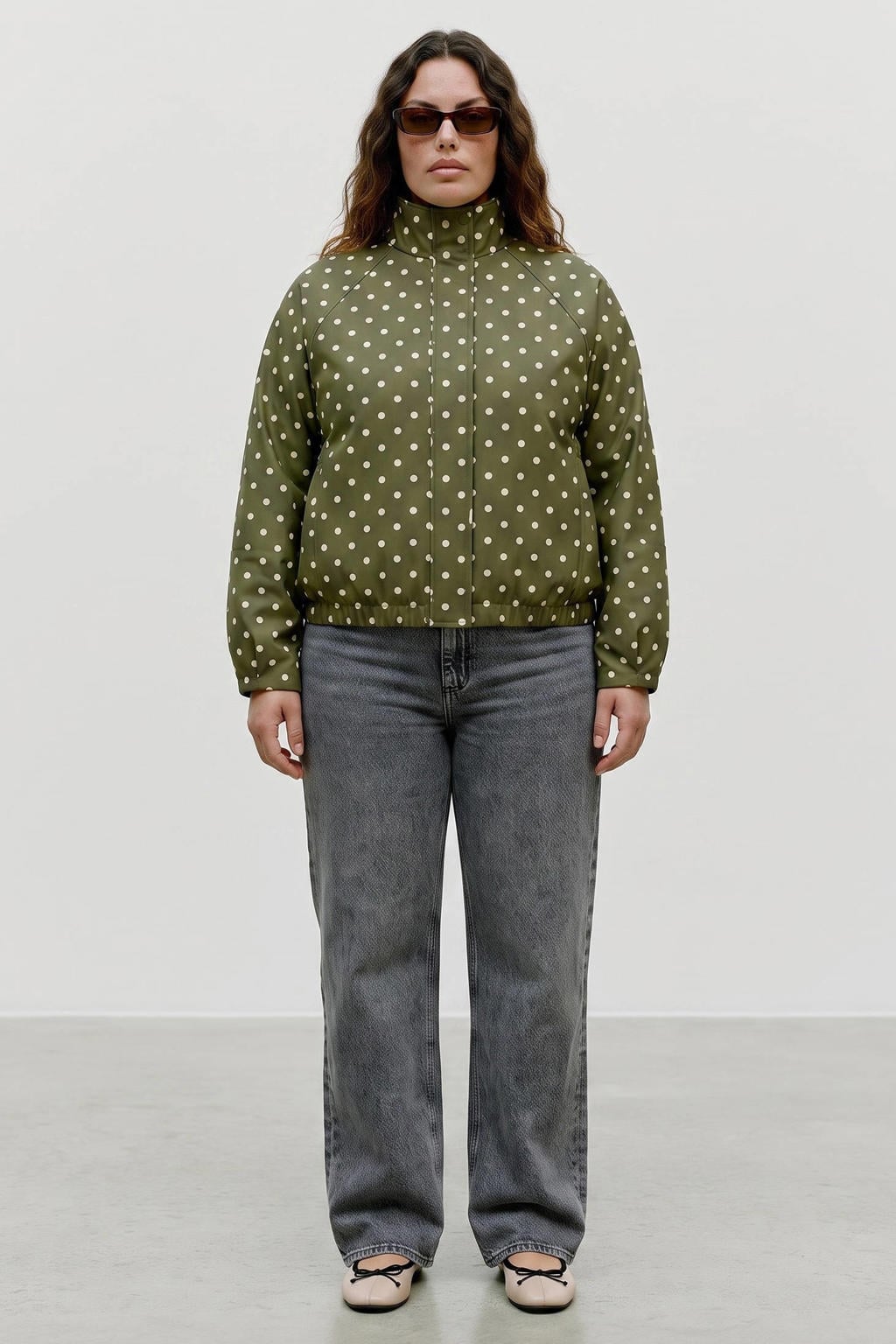 VERO MODA CURVE Plus Size jacket met stippen - groen